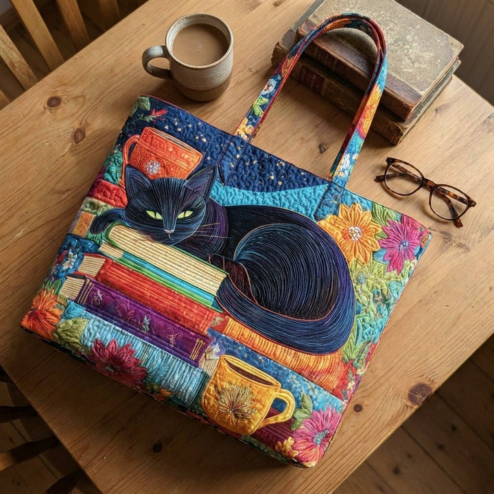 Artisan Tas - Schwarze Katze mit Büchern und Tassen