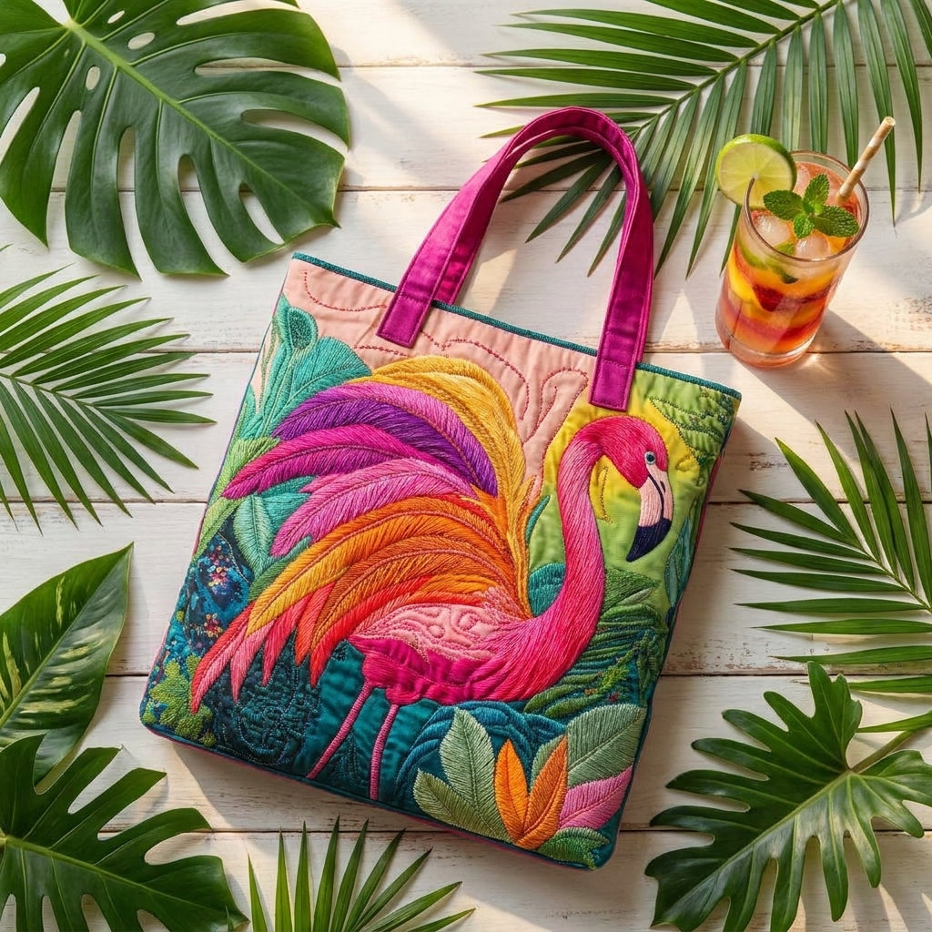 Gesteppte Tragetasche – Regenbogen-Flamingo