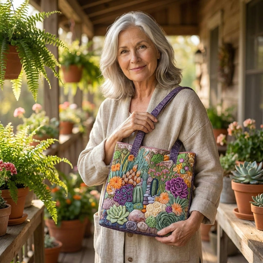 Ambachtelijke Tote Bag - Succulententuin