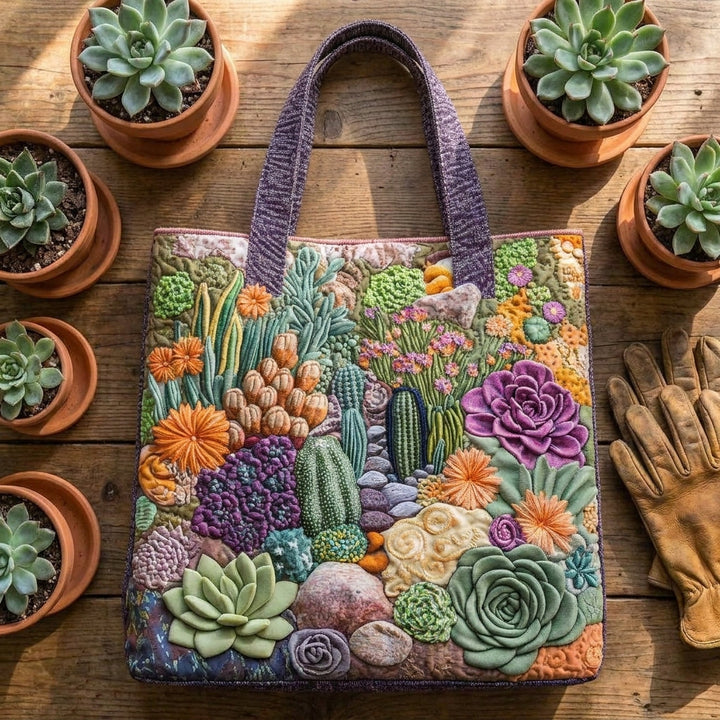 Ambachtelijke Tote Bag - Succulententuin