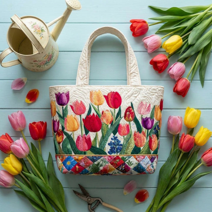 Gequilted Tote Bag - Tulpen Tuin