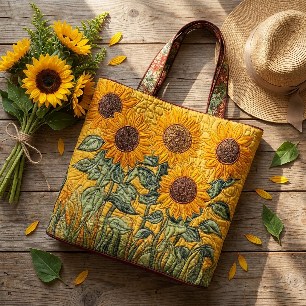 Classic Gequiltte Tas - Zonnebloemen