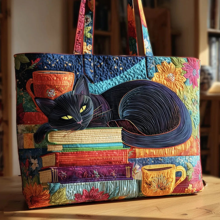 Artisan Tas - Schwarze Katze mit Büchern und Tassen