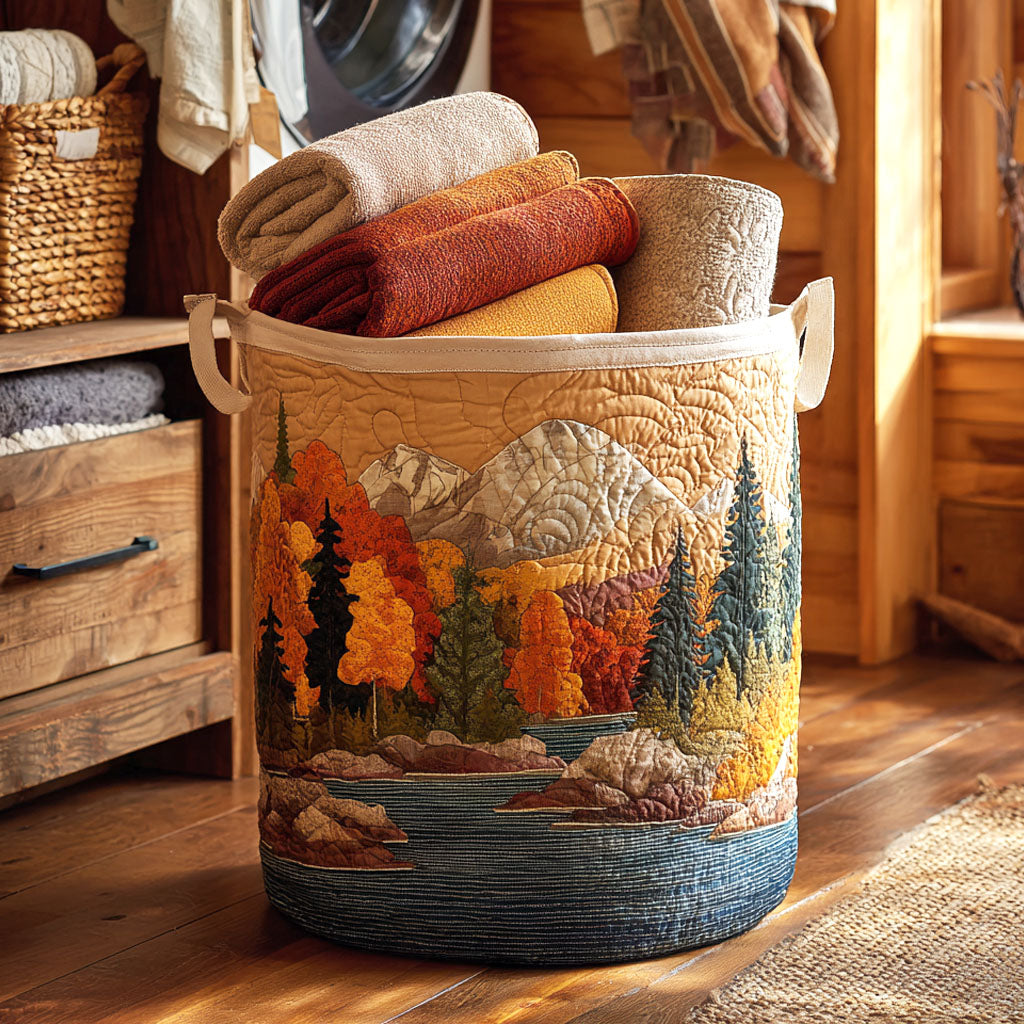 Gepolsterter Wäschekorb – Herbstfluss