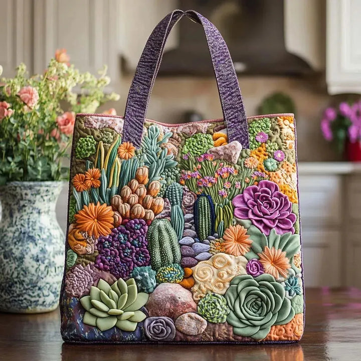 Ambachtelijke Tote Bag - Succulententuin