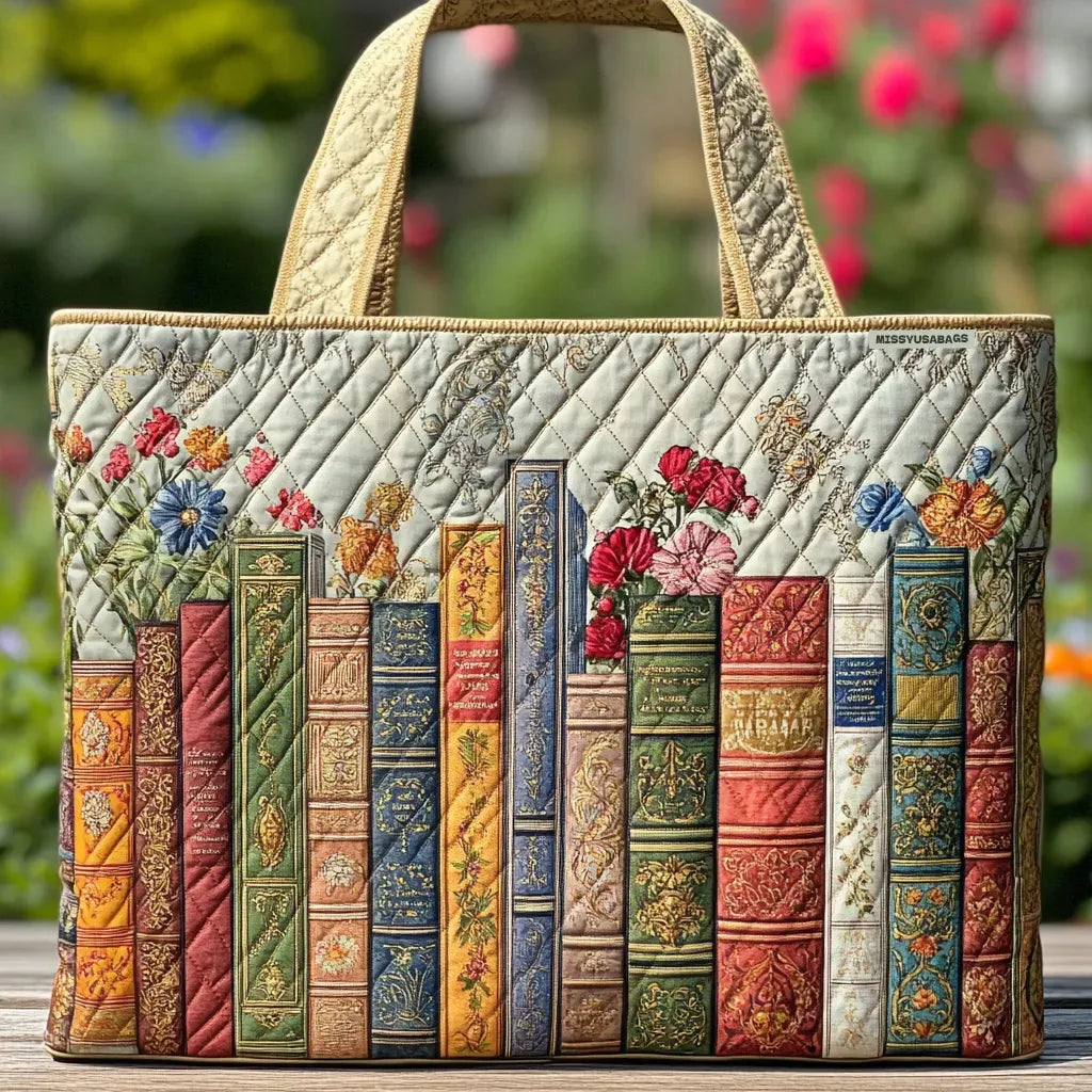 Gequiltede Tote Bag - Betoverde Bibliotheek