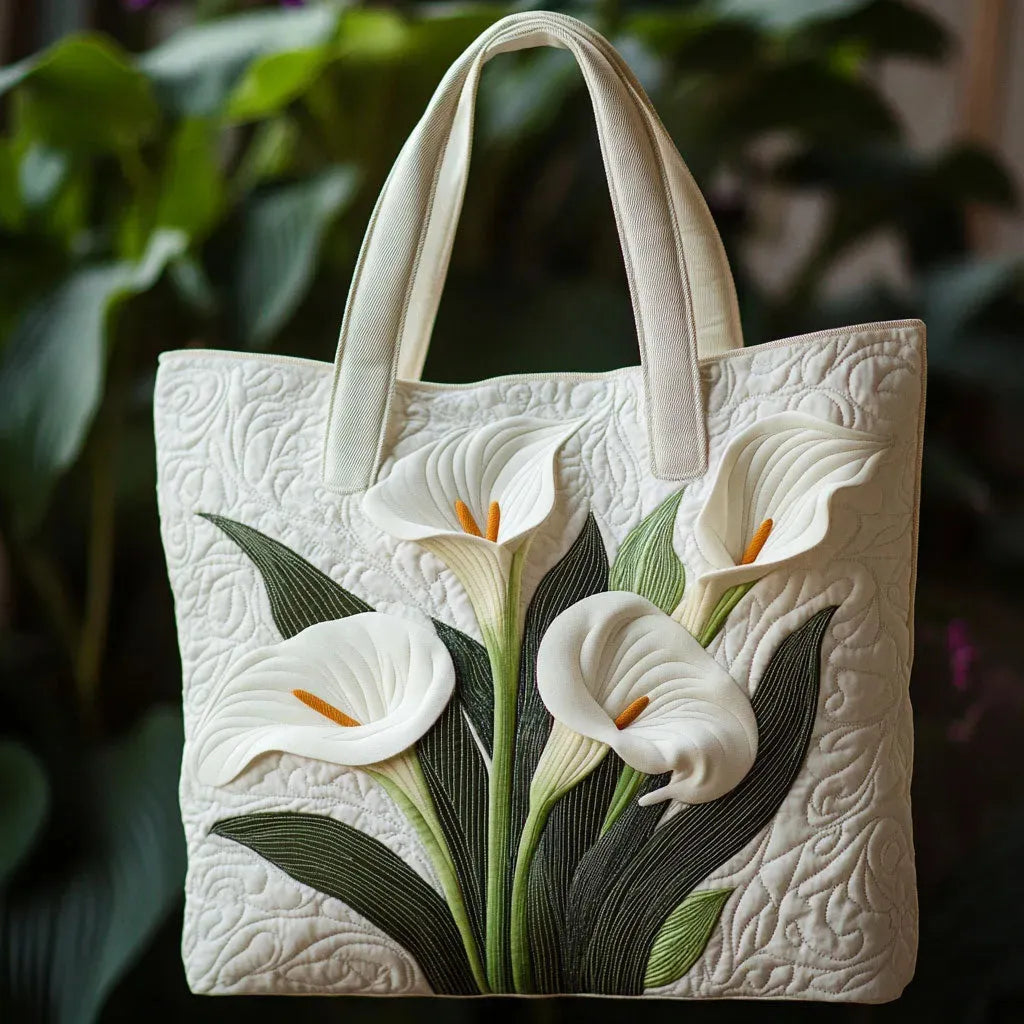 Gequilted Artisan Tas - Witte Lelies