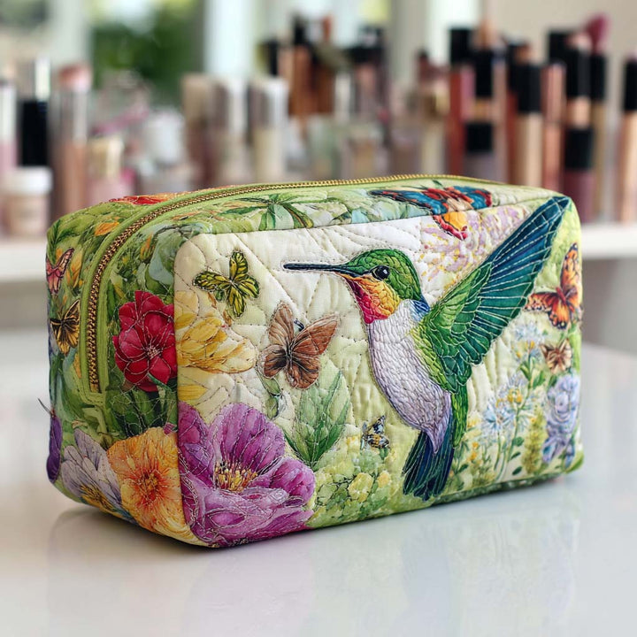Norah - Gesteppte Kulturtasche Bestickte Blumen in Bewegung