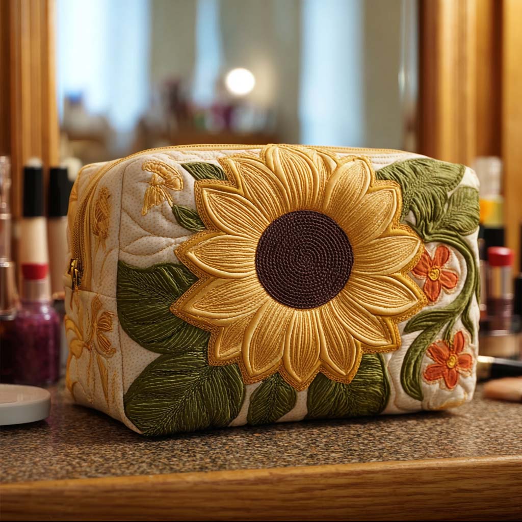 Sanne – Gesteppte Kulturtasche Besticktes Blumenmuster