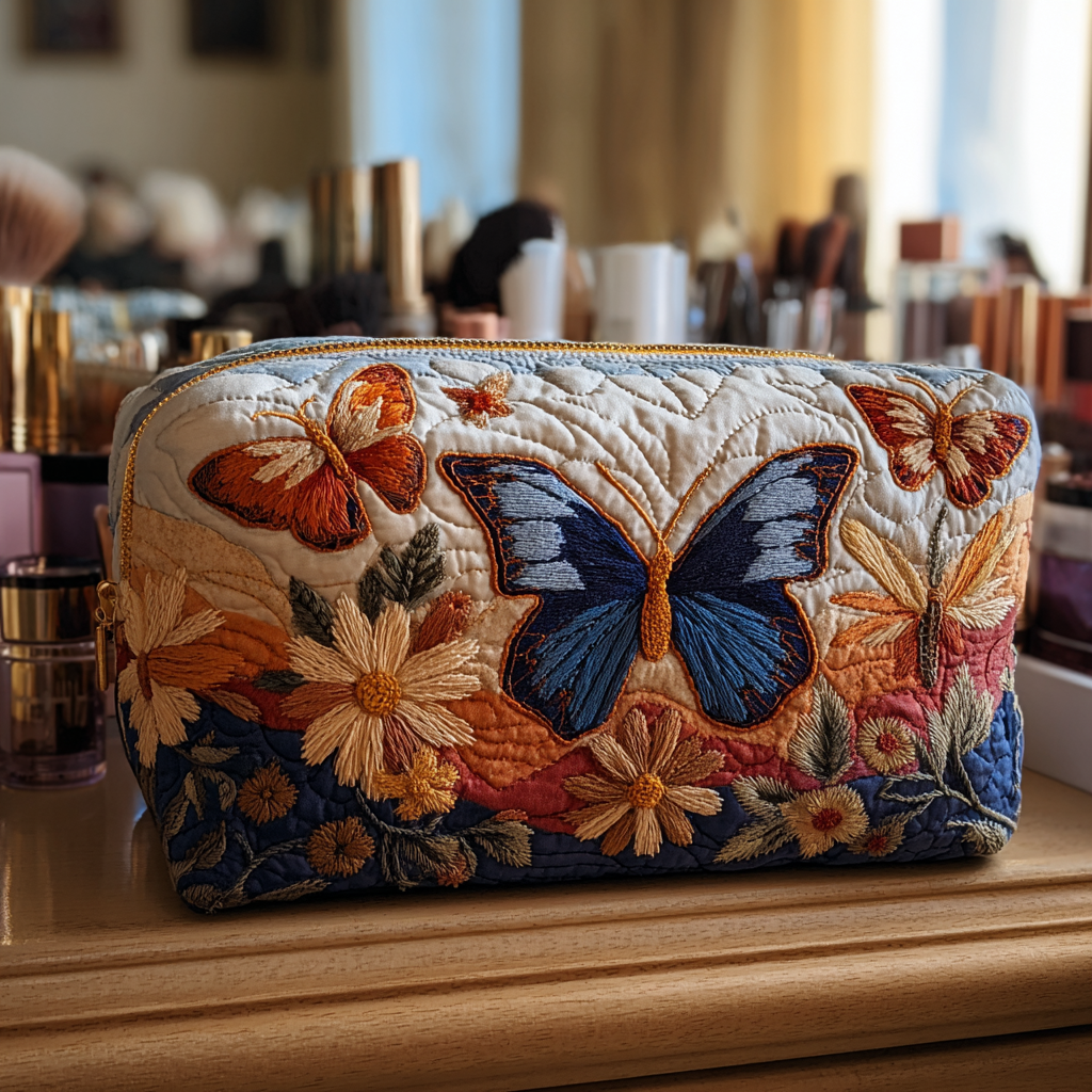 Loïs - Gesteppte Kulturtasche Elegant Schmetterlinge