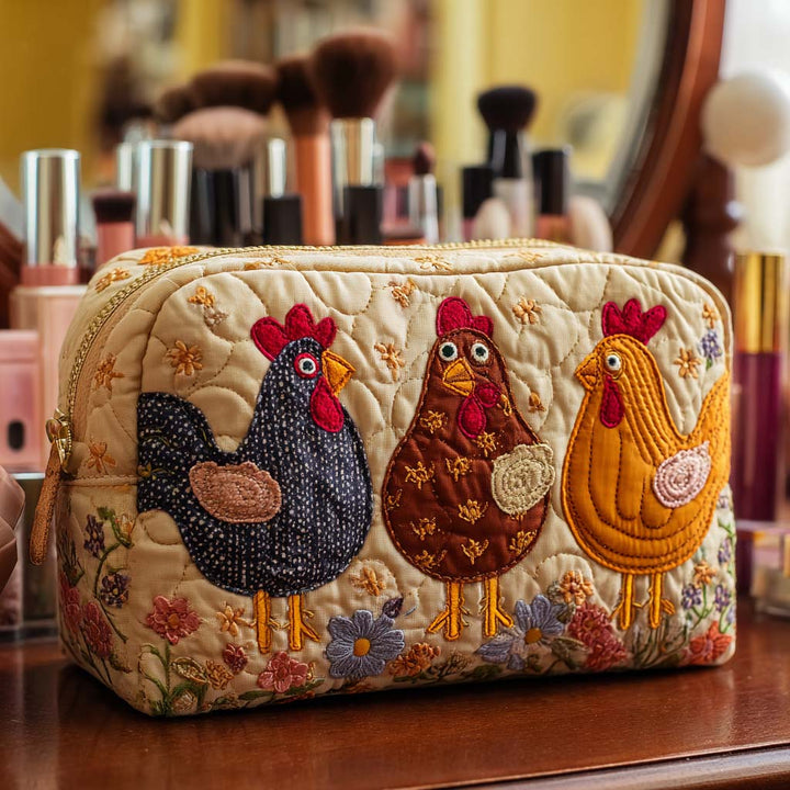 Wendy - Gesteppte Kulturtasche Deko-Huhn