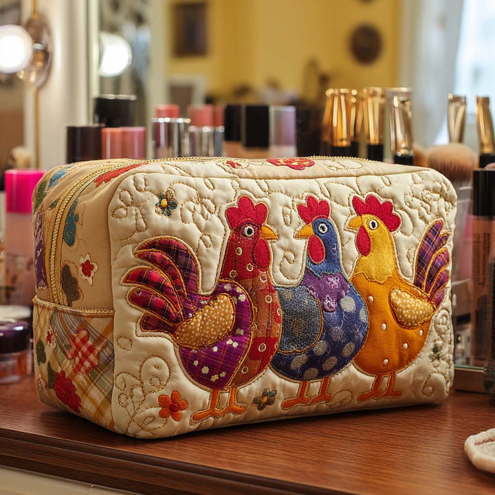 Maaike - Gesteppte Kulturtasche mit träumendem Huhn