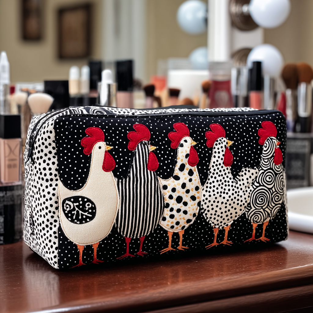 Sanne - Gesteppte Kulturtasche Huhn im Nest