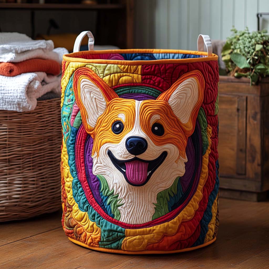 Gepolsterter Wäschekorb – Corgi