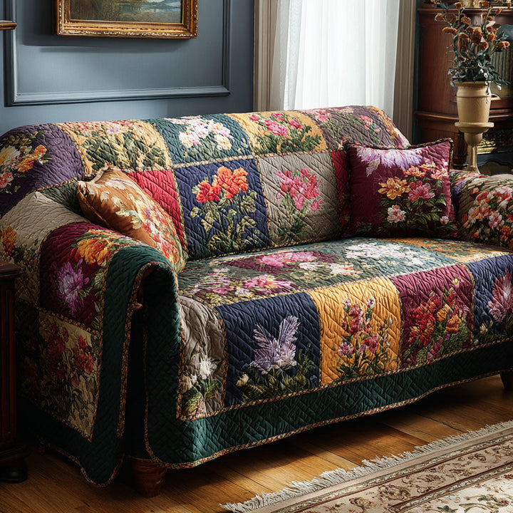 Kirsten – Gesteppter Sofabezug Blumenmuster
