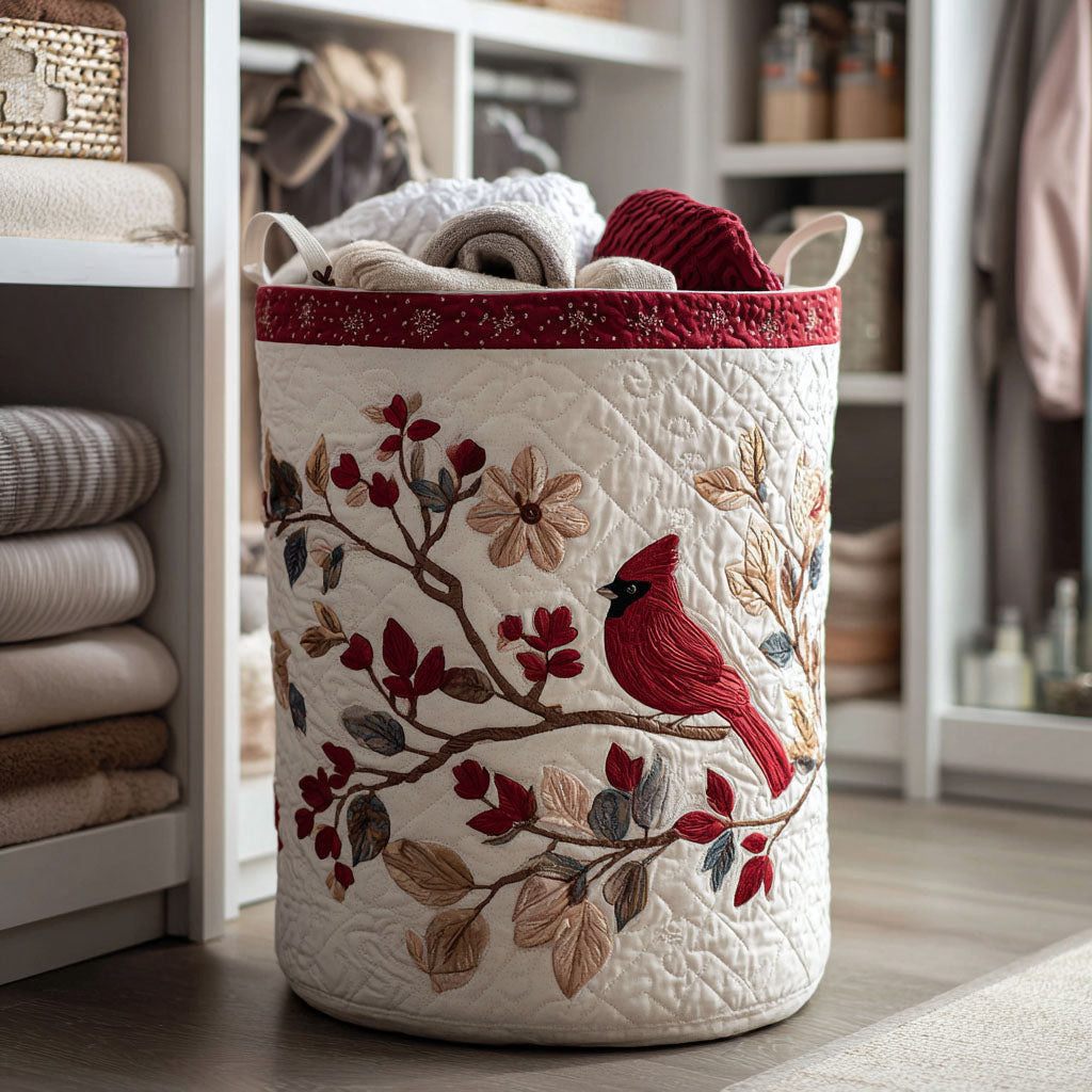 Filled Laundry Basket - Crimson Leaves