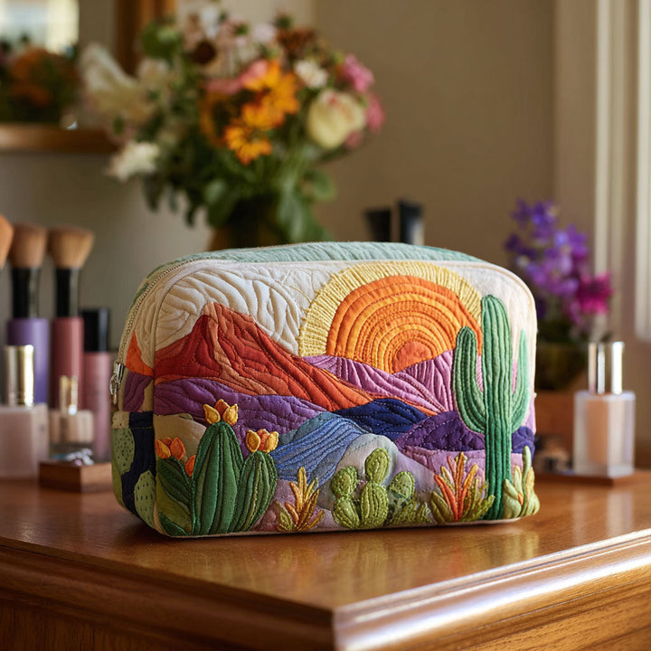 Bernadette - Gesteppte Kulturtasche Sonnenaufgang in der Wüste