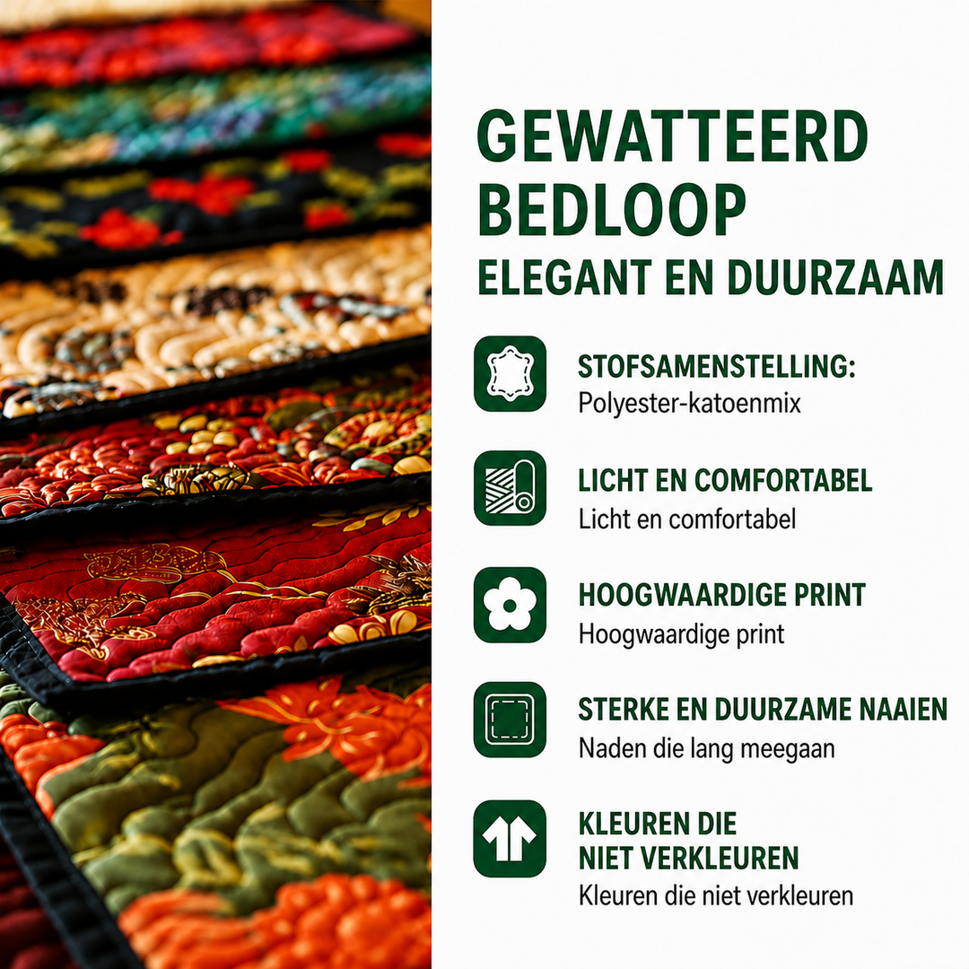 Marieke - Gewatteerde bedloper Met Bomen van Kerst