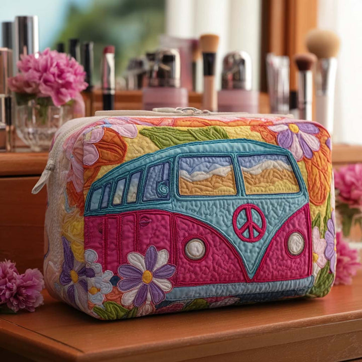Hanneke – Gesteppte Kulturtasche Bestickter Blumenbus