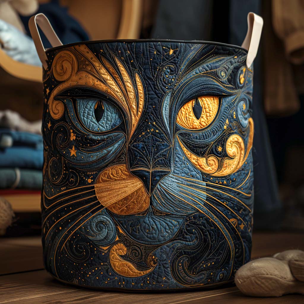 Upholstered Laundry Basket - Galactic Cat