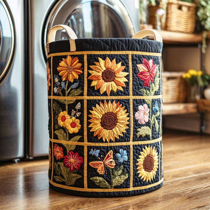 Quilted Laundry Basket - Sunflower