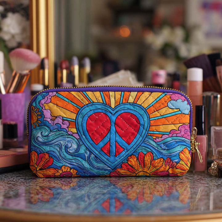 Hetty – Kulturtasche mit Steppung und Friedenssymbol