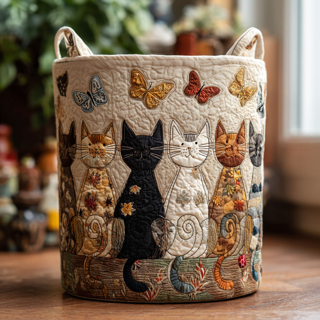 Quilted Laundry Basket - Moustaches