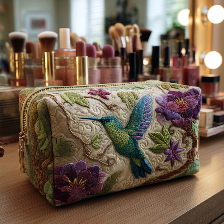 Kirsten – Gesteppte Kulturtasche Bunter Kolibri