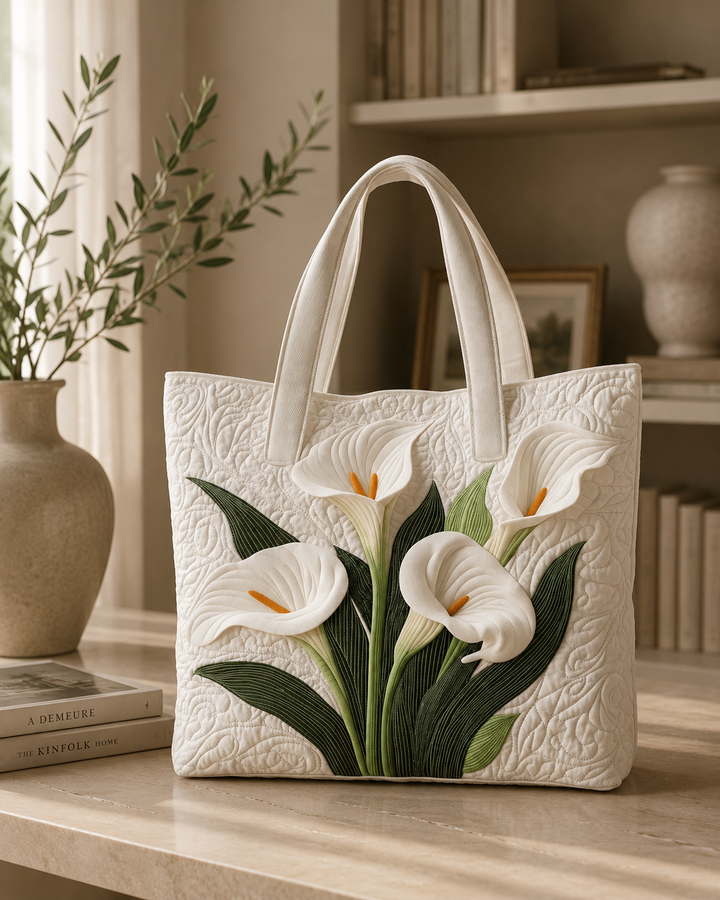 Gequilted Artisan Tas - Witte Lelies
