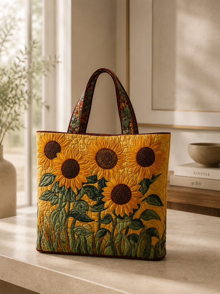 Classic Gequiltte Tas - Zonnebloemen