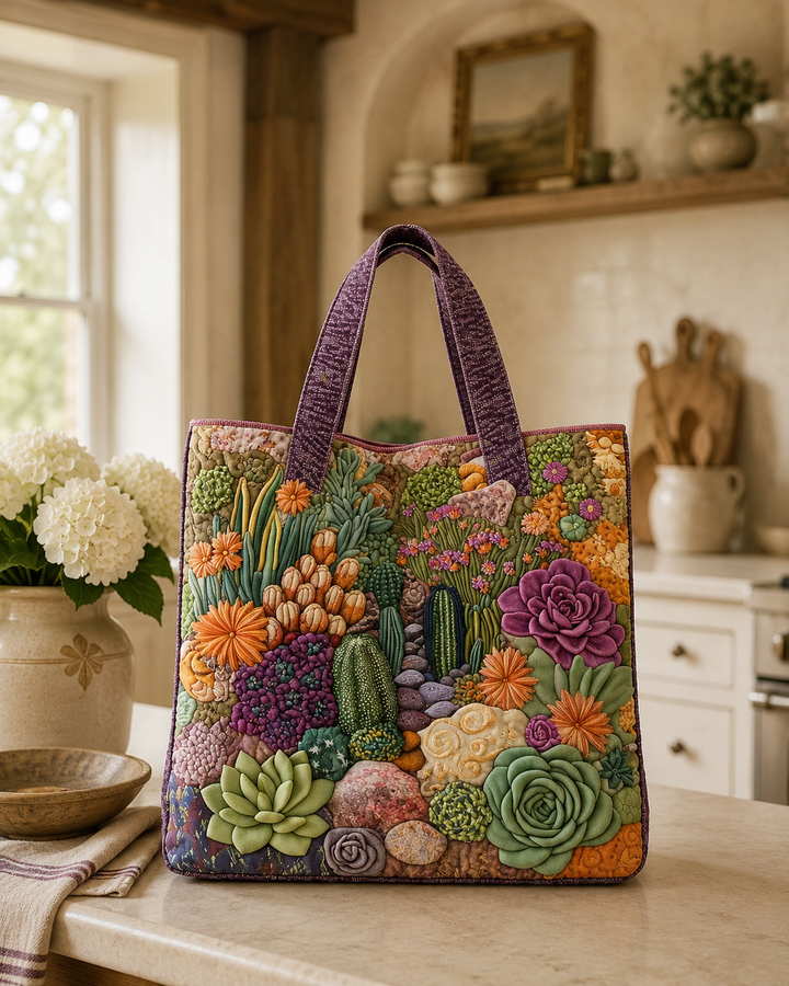 Ambachtelijke Tote Bag - Succulententuin