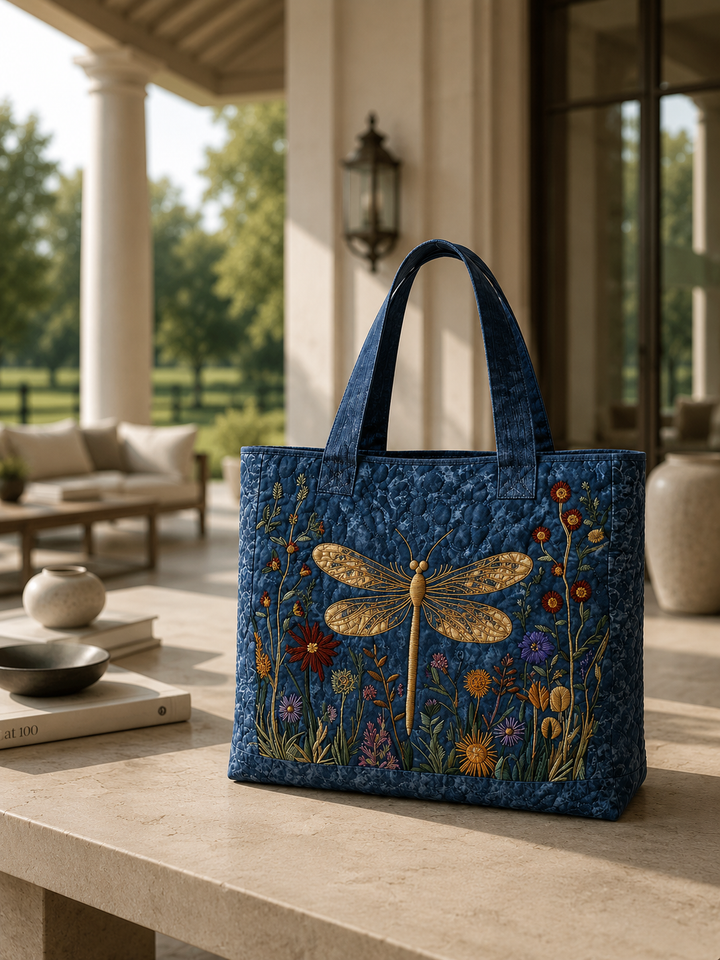 Gequilted Tas - Gouden Libelle