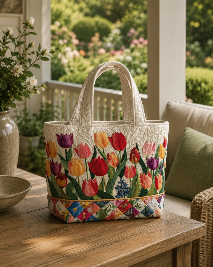Gequilted Tote Bag - Tulpen Tuin