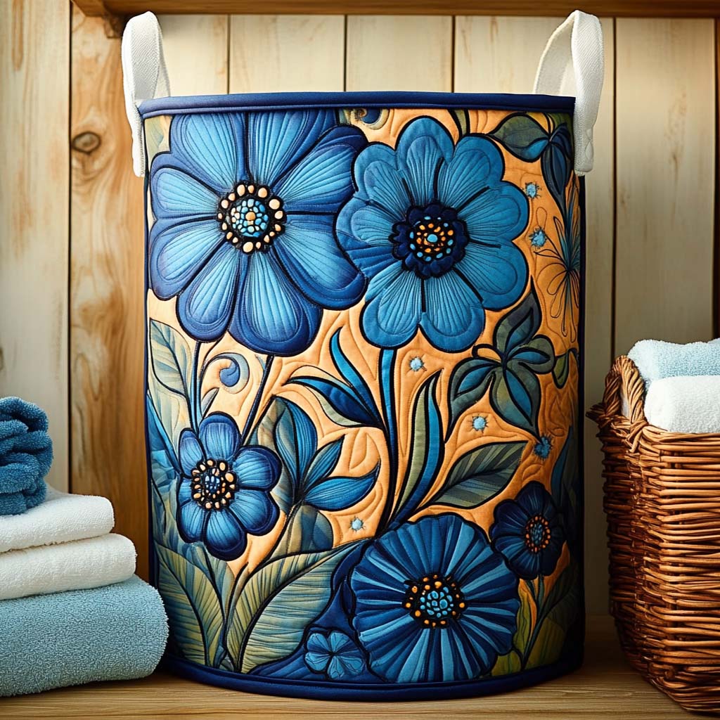 Gepolsterter Wäschekorb - Harmonie Indigo Blume