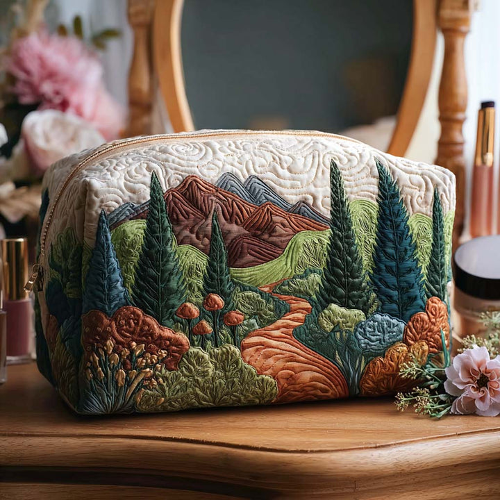 Anouk - Gepolsterte Kulturtasche Quilt und Grüner Pfad