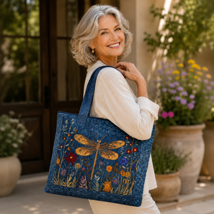 Gequilted Tas - Gouden Libelle