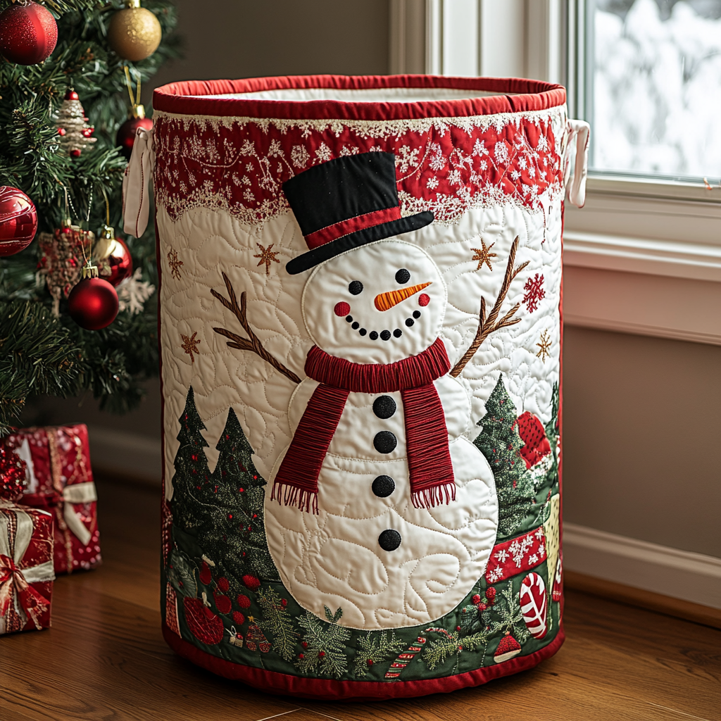 Filz-Wäschekorb – Fröhlicher Schneemann