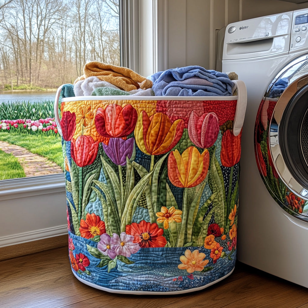 Gepolsterter Wäschekorb – Sommerblumen