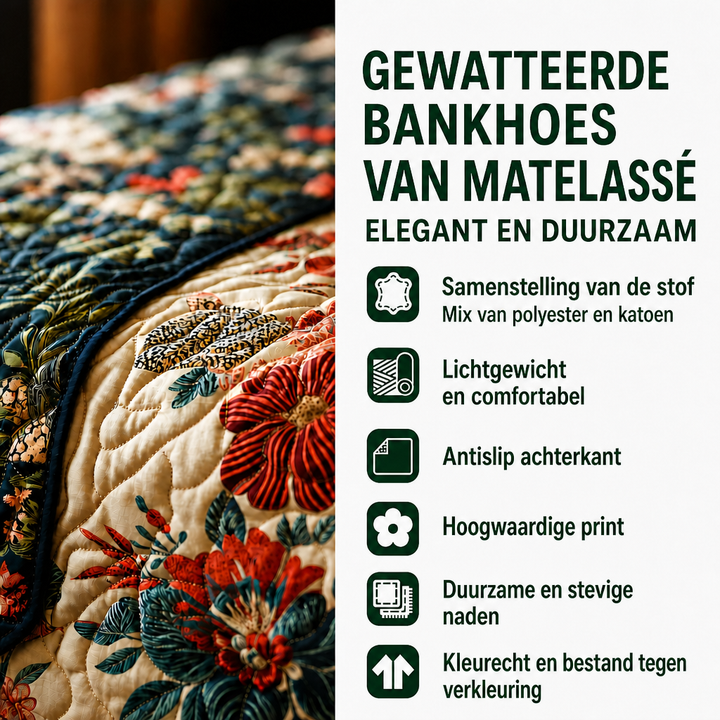 Marieke - Gewatteerde bankhoes Bloemen Blauw van Veld