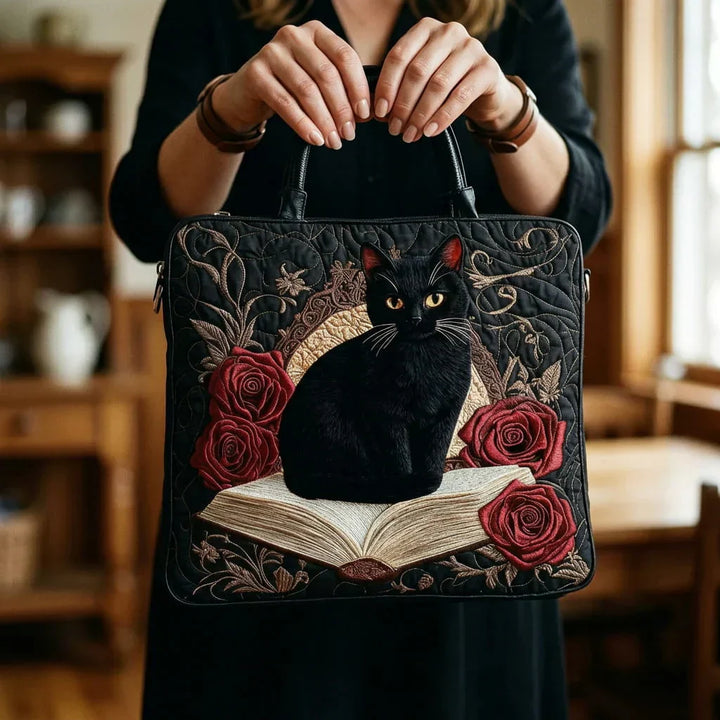 Gequilte Ambachtsvrouw Tas - Zwarte Kat op Boeken