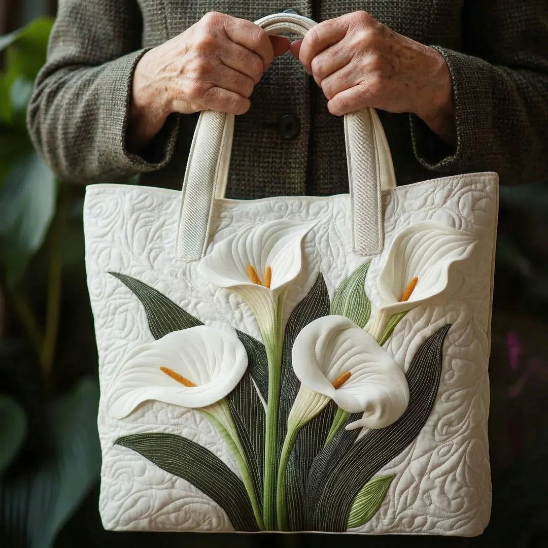 Gequilted Artisan Tas - Witte Lelies