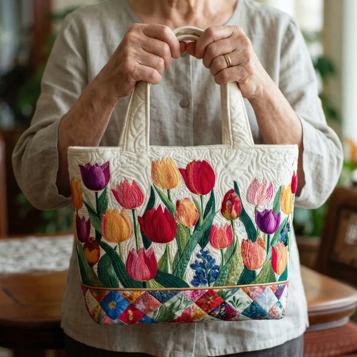 Gequilted Tote Bag - Tulpen Tuin