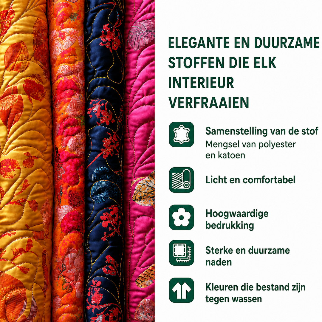 Aaltje - Gewatteerde gordijnen Groenblijvend Pad