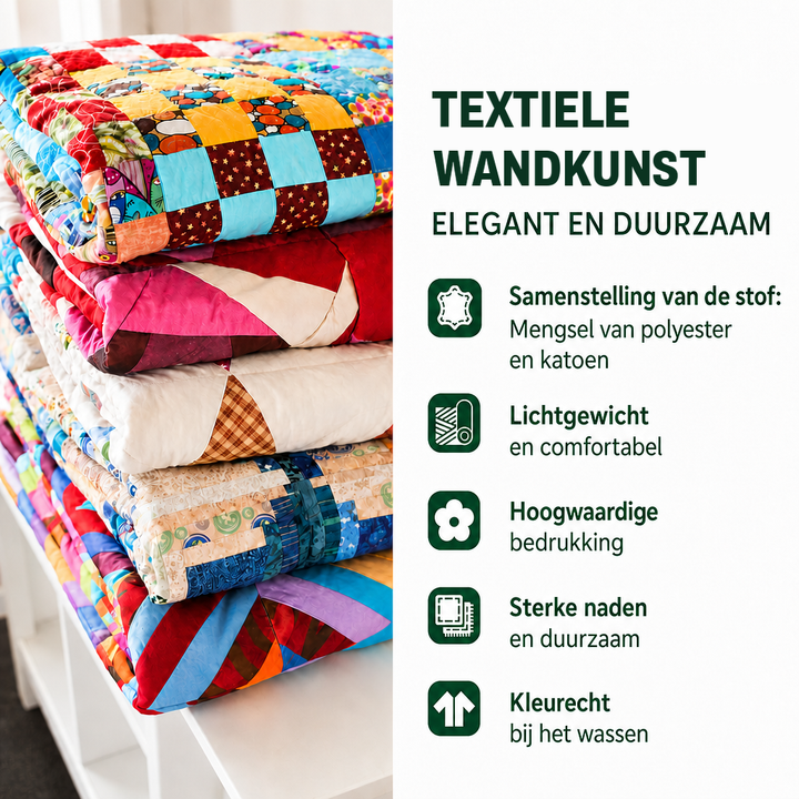 Neeltje - Gewatteerde deken Fiets Boeket Kunstquilt Hangend